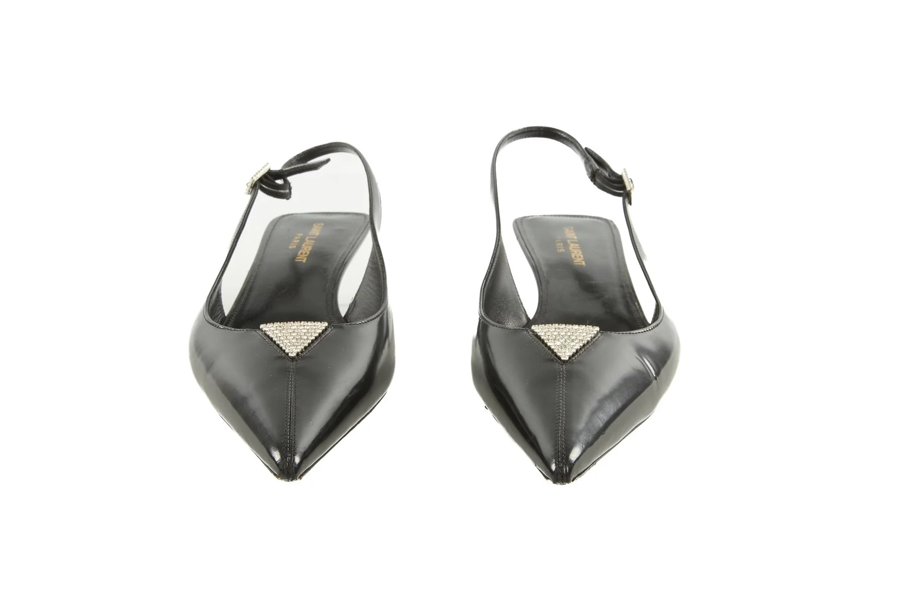 SAINT LAURENT BLACK LEATHER SLINGBACK PUMPS EU 38 UK 5 US 8 - Image 3