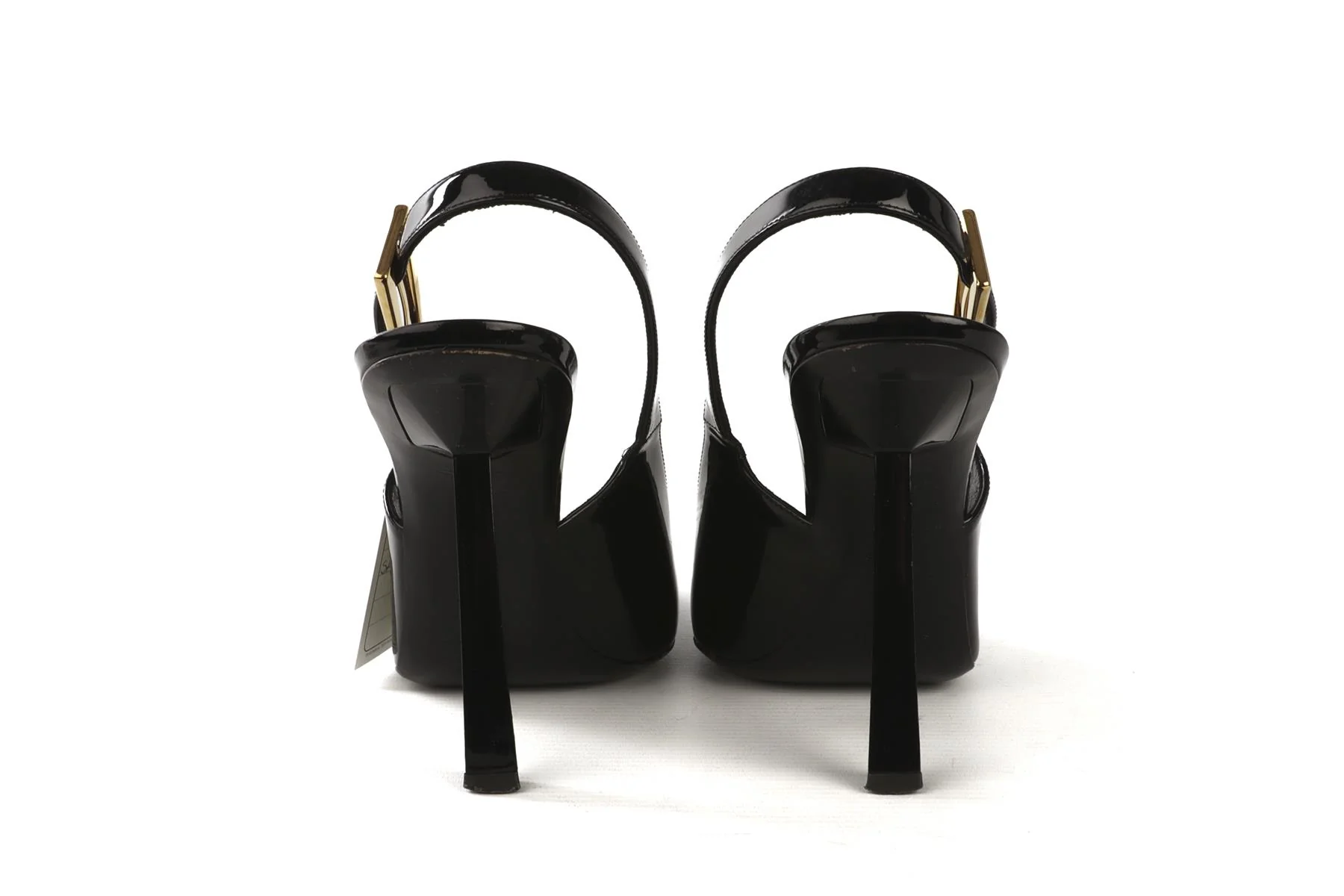 SAINT LAURENT BLACK LEE PATENT LEATHER SLINGBACK PUMPS EU 39.5 UK 6.5 US 9.5 - Image 5