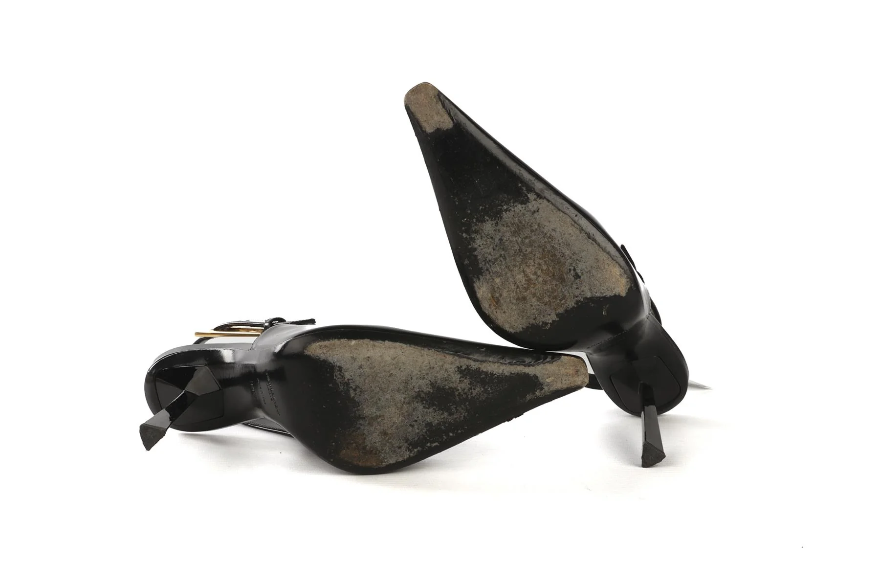 SAINT LAURENT BLACK LEE PATENT LEATHER SLINGBACK PUMPS EU 39.5 UK 6.5 US 9.5 - Image 6