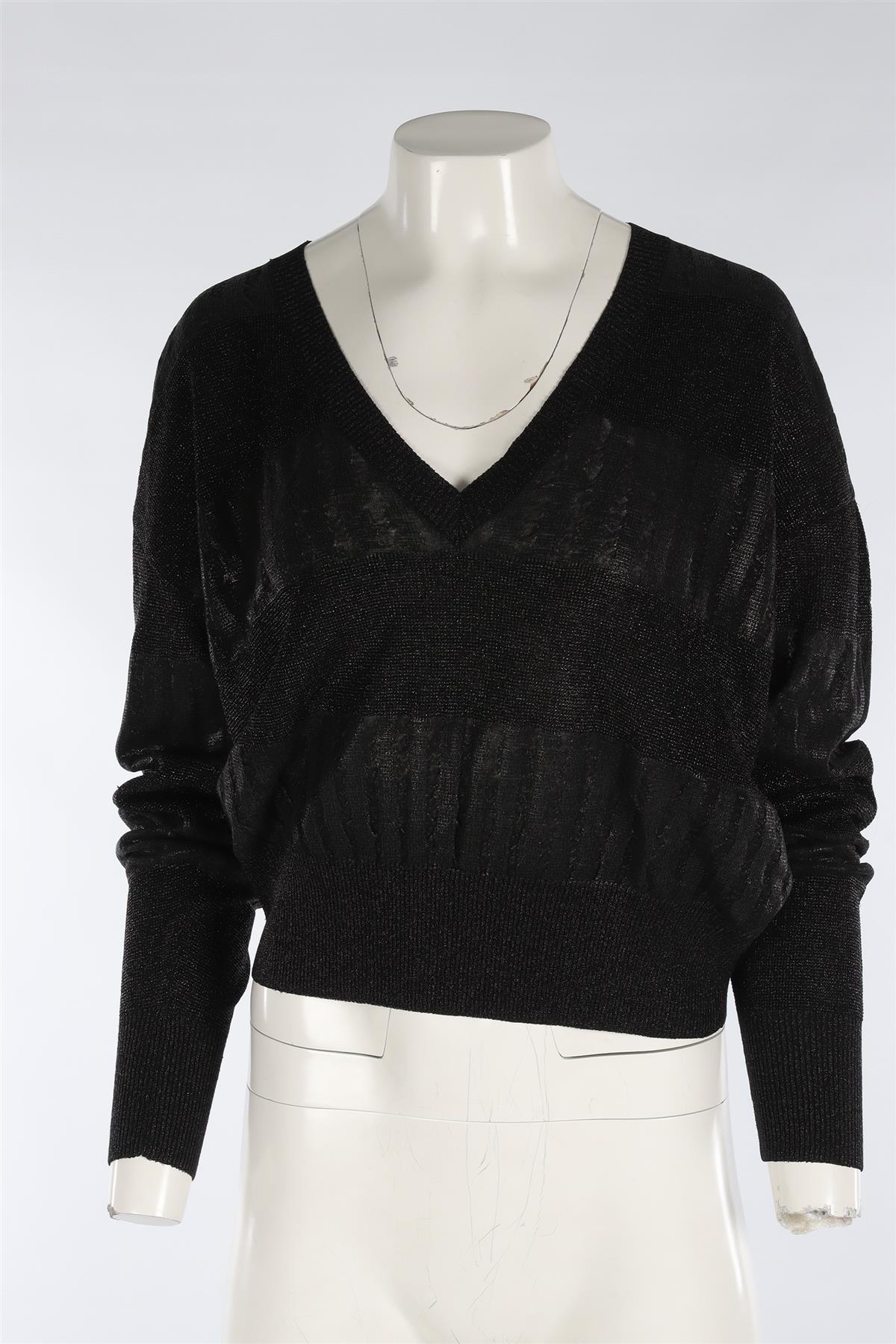SAINT LAURENT BLACK LINEN SWEATER XSMALL - Image 2