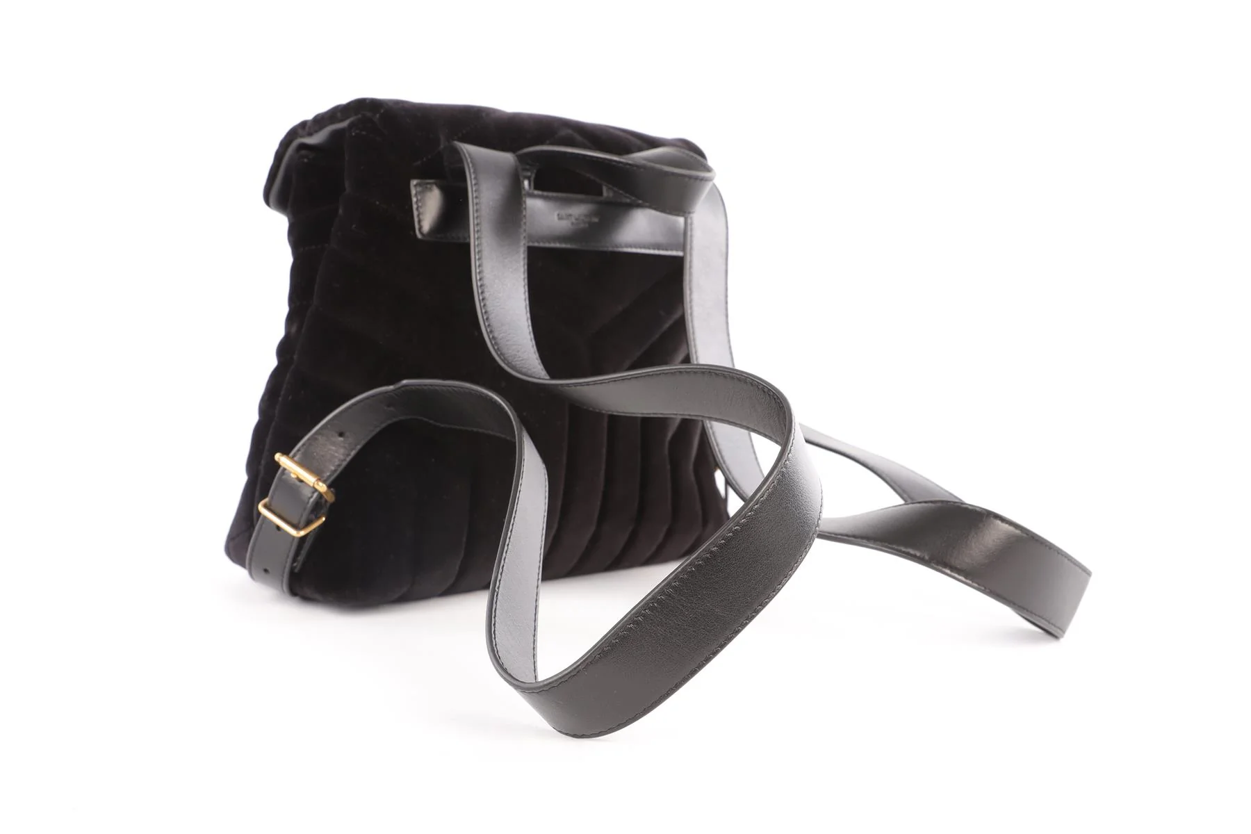 SAINT LAURENT BLACK LOU LOU SMALL VELVET BACKPACK - Image 8