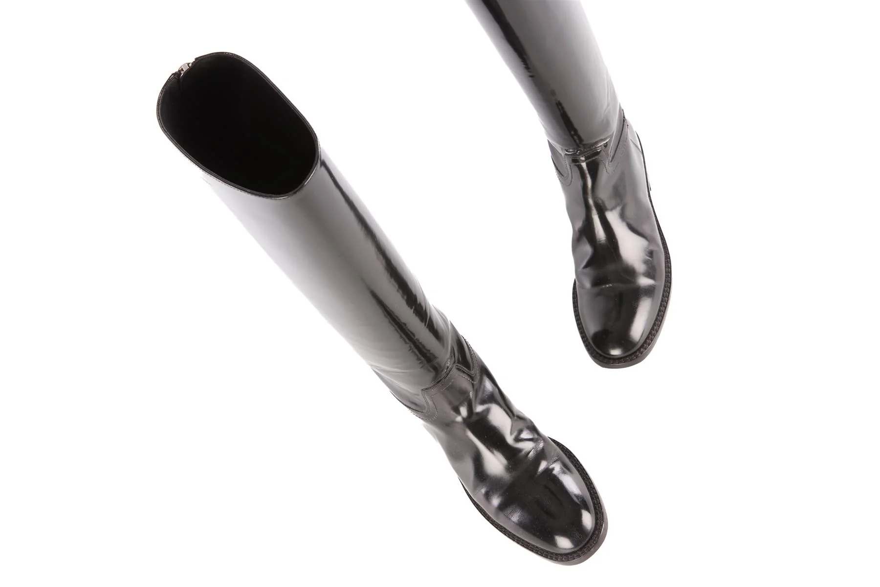 SAINT LAURENT BLACK PATENT LEATHER KNEE HIGH BOOTS EU 37 UK 4 US 7 - Image 4