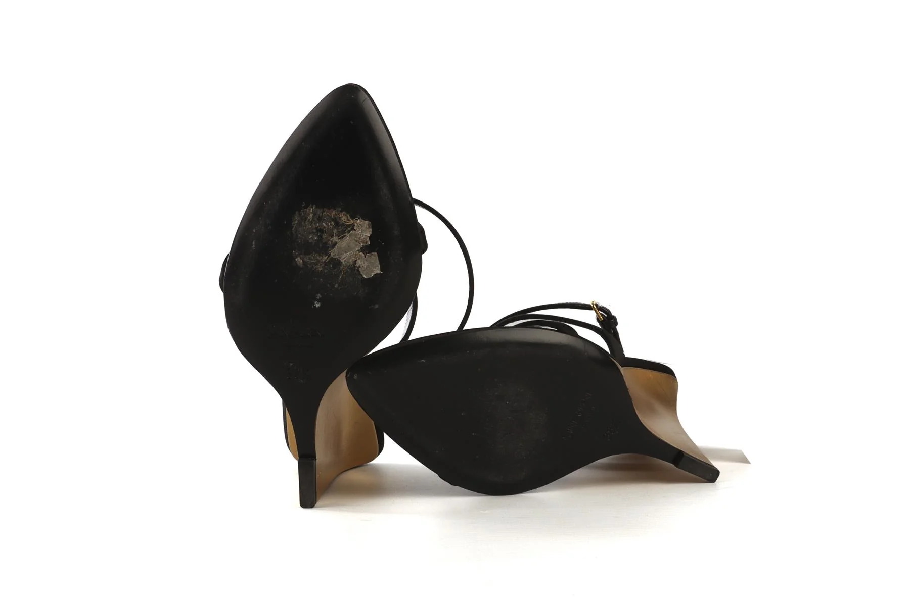 SAINT LAURENT BLACK SATIN SALOME WEDGE SANDALS EU 38.5 UK 5.5 US 8.5 - Image 6