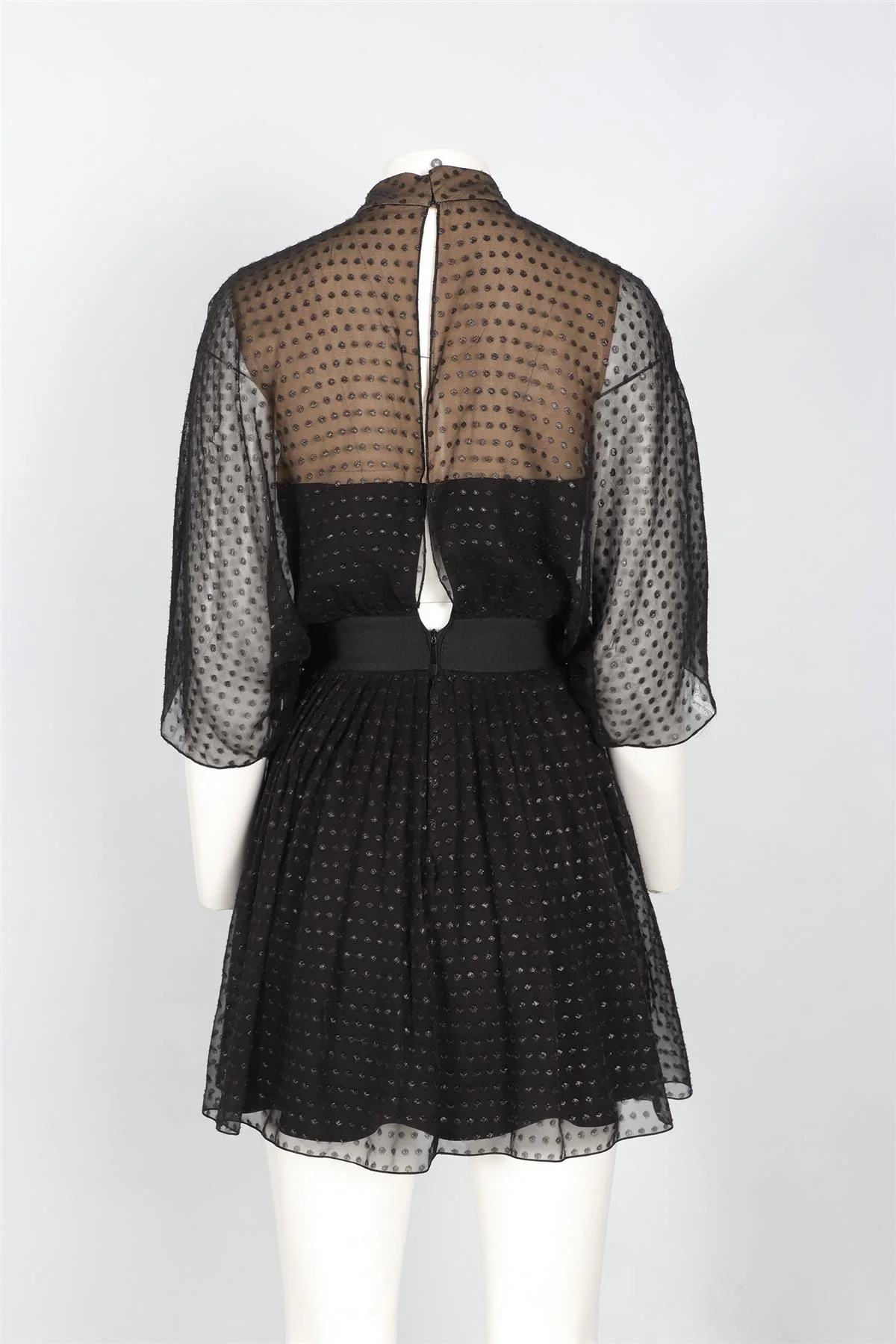 SAINT LAURENT BLACK SILK MINI DRESS FR 38 UK 10 - Image 4