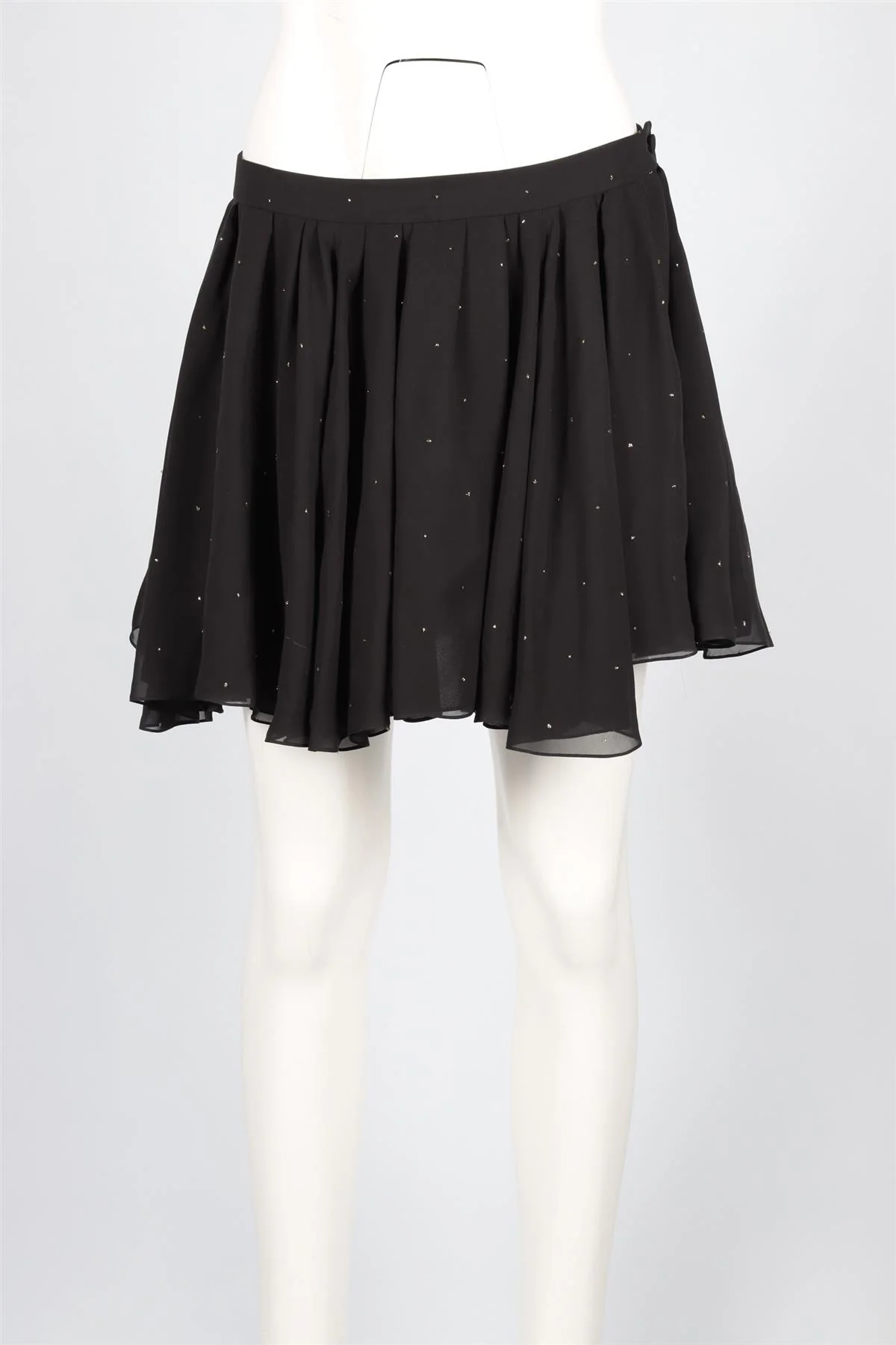 SAINT LAURENT BLACK SILK MINI SKIRT FR 38 UK 10 - Image 2