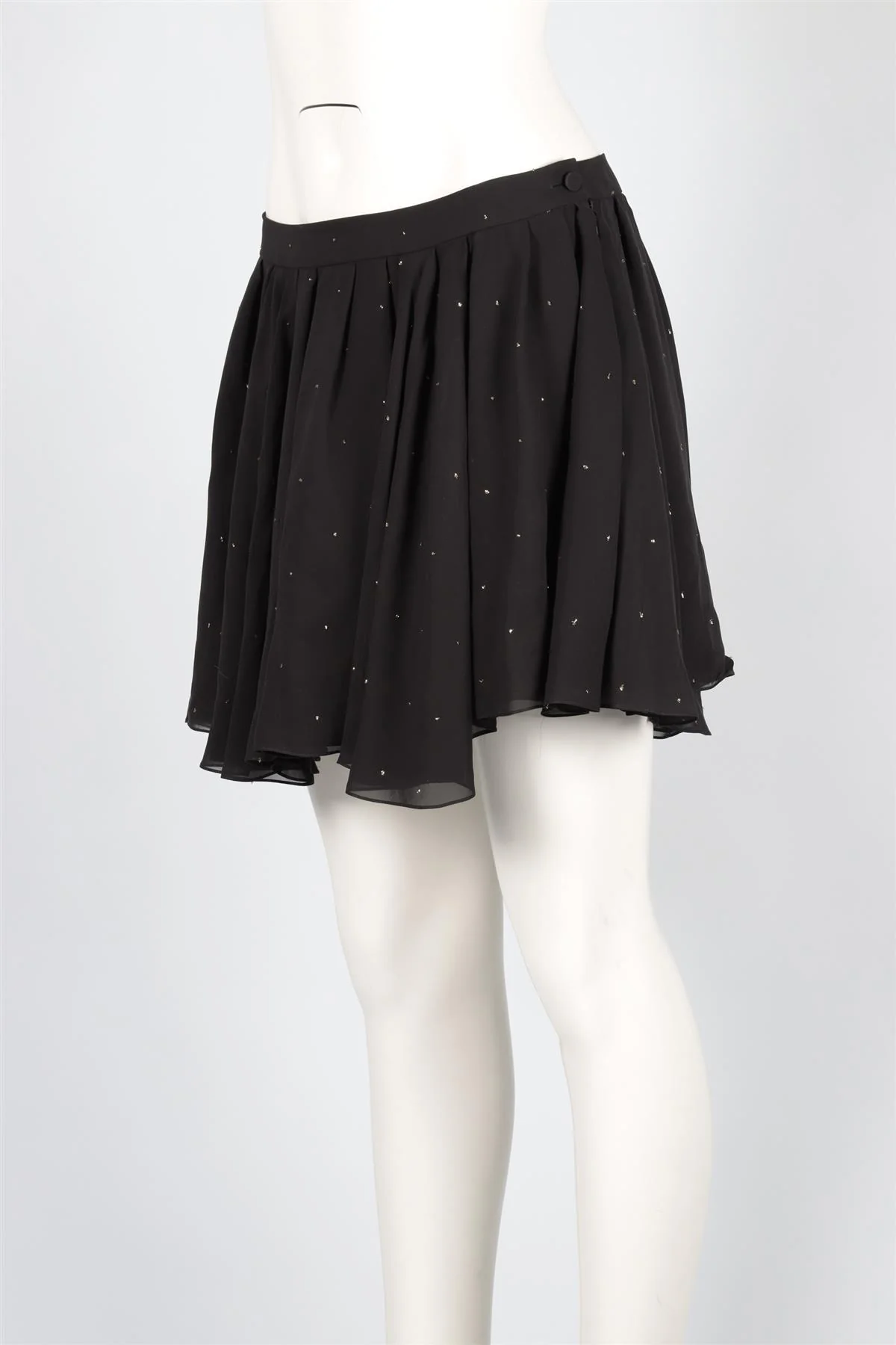 SAINT LAURENT BLACK SILK MINI SKIRT FR 38 UK 10 - Image 3