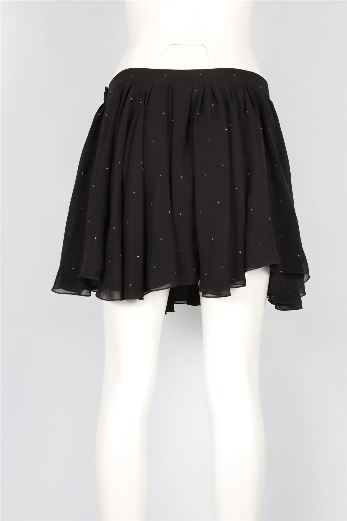 SAINT LAURENT BLACK SILK MINI SKIRT FR 38 UK 10 - Image 4