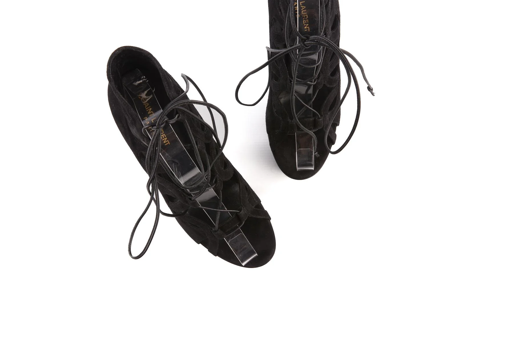 SAINT LAURENT BLACK SUEDE PLATFORM SANDALS EU 39.5 UK 6.5 US 9.5 - Image 4