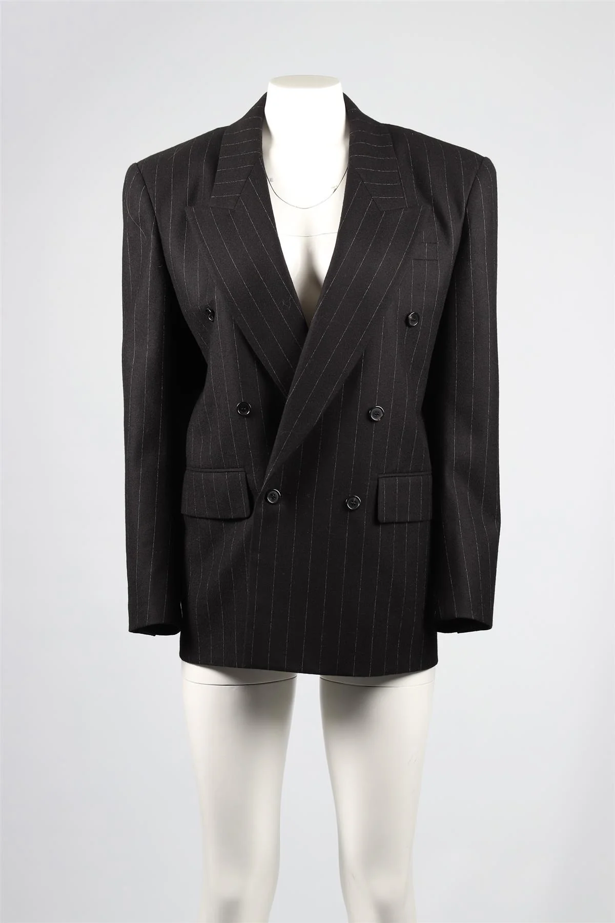 SAINT LAURENT BLACK WOOL BLEND BLAZER FR 46 UK 18 - Image 2