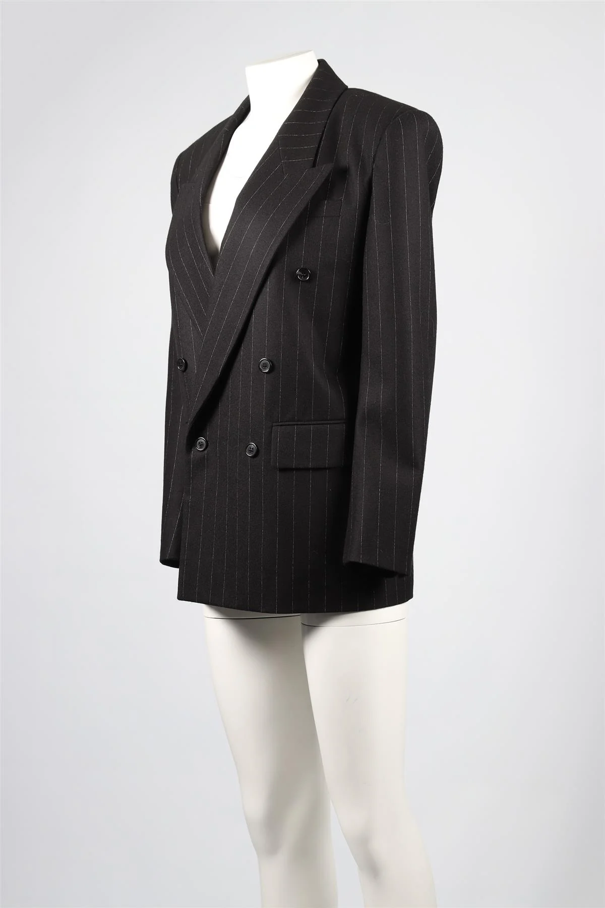 SAINT LAURENT BLACK WOOL BLEND BLAZER FR 46 UK 18 - Image 3