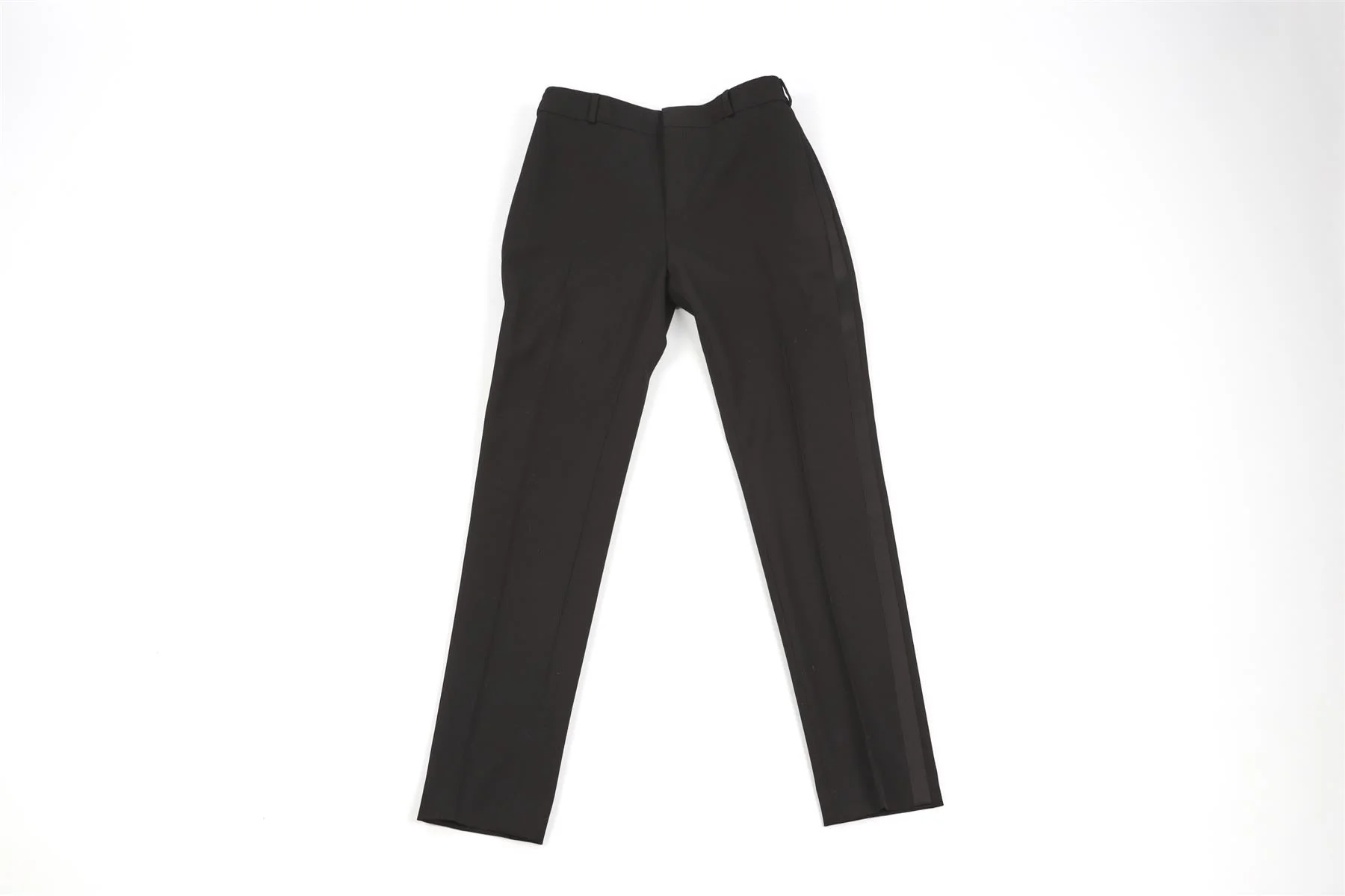 SAINT LAURENT BLACK WOOL STRAIGHT LEG PANTS FR 36 UK 8 - Image 2