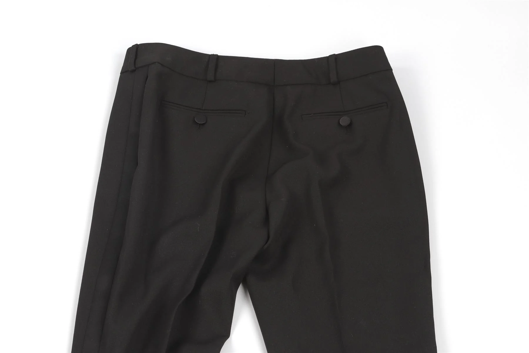 SAINT LAURENT BLACK WOOL STRAIGHT LEG PANTS FR 36 UK 8 - Image 5