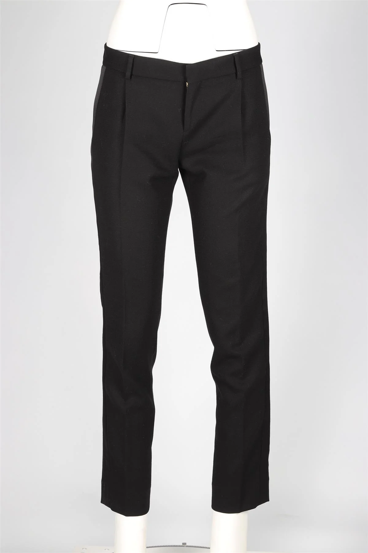 SAINT LAURENT BLACK WOOL STRAIGHT LEG PANTS FR 40 UK 12 - Image 2