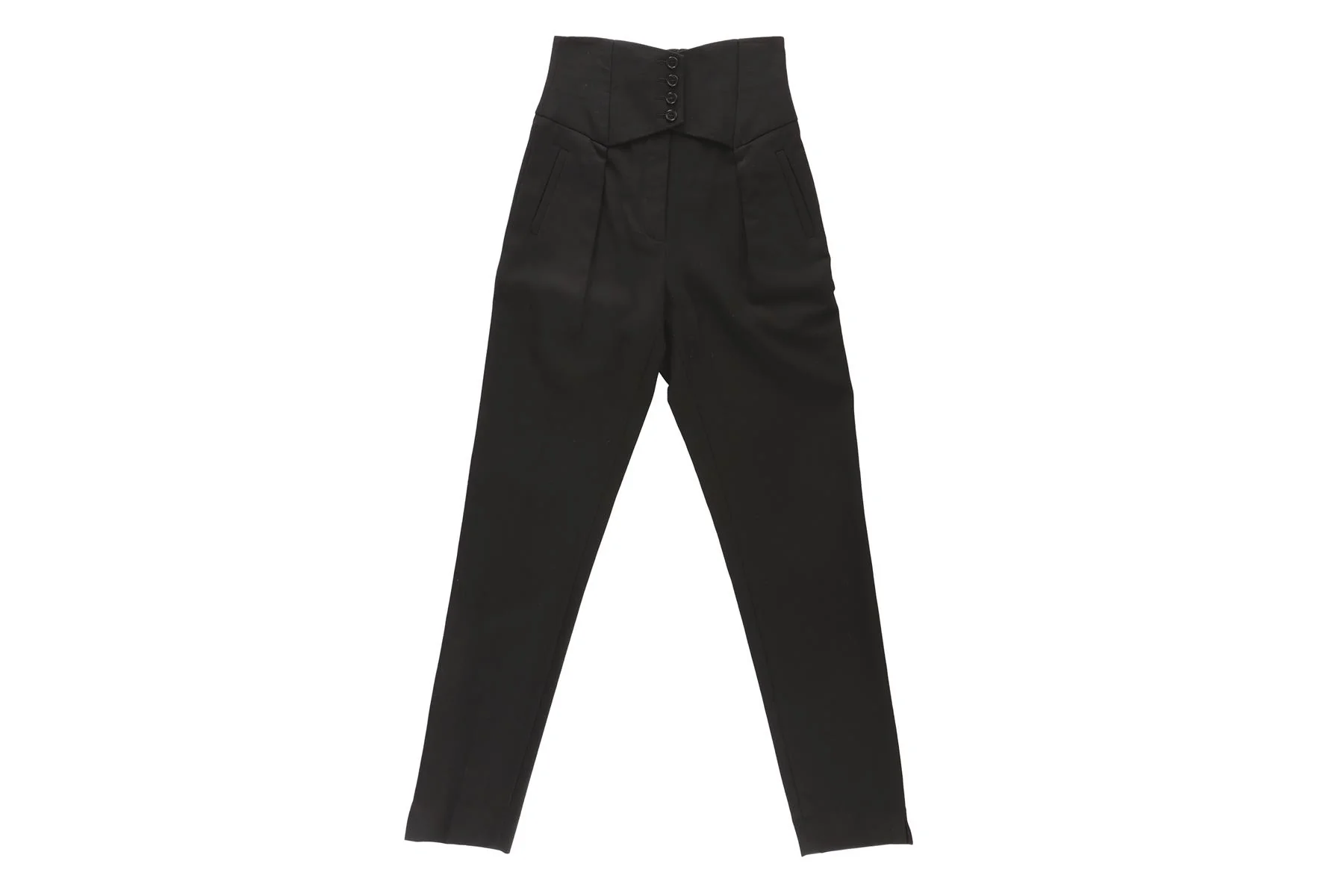 SAINT LAURENT BLACK WOOL TAPERED PANTS FR 34 UK 6 - Image 2