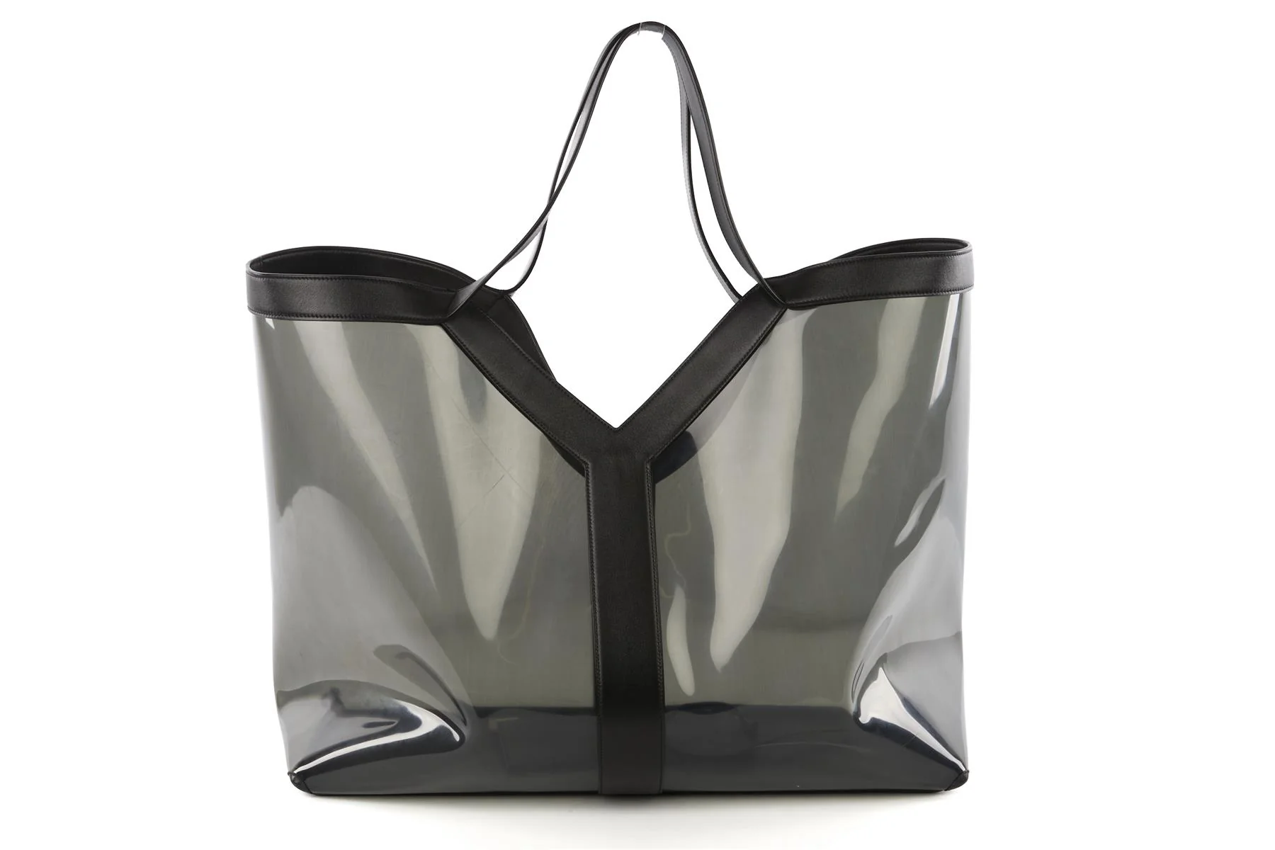 SAINT LAURENT BLACK Y PVC AND LEATHER TOTE BAG - Image 2