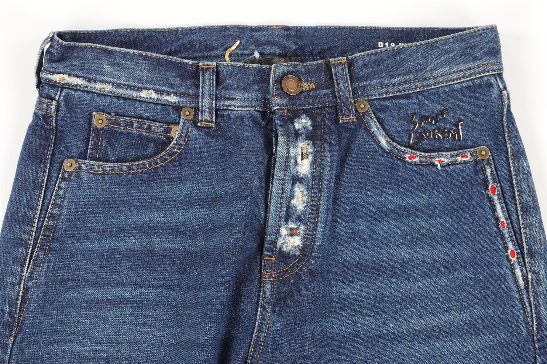 SAINT LAURENT BLUE DENIM STRAIGHT LEG JEANS W27 UK 8/10 - Image 3