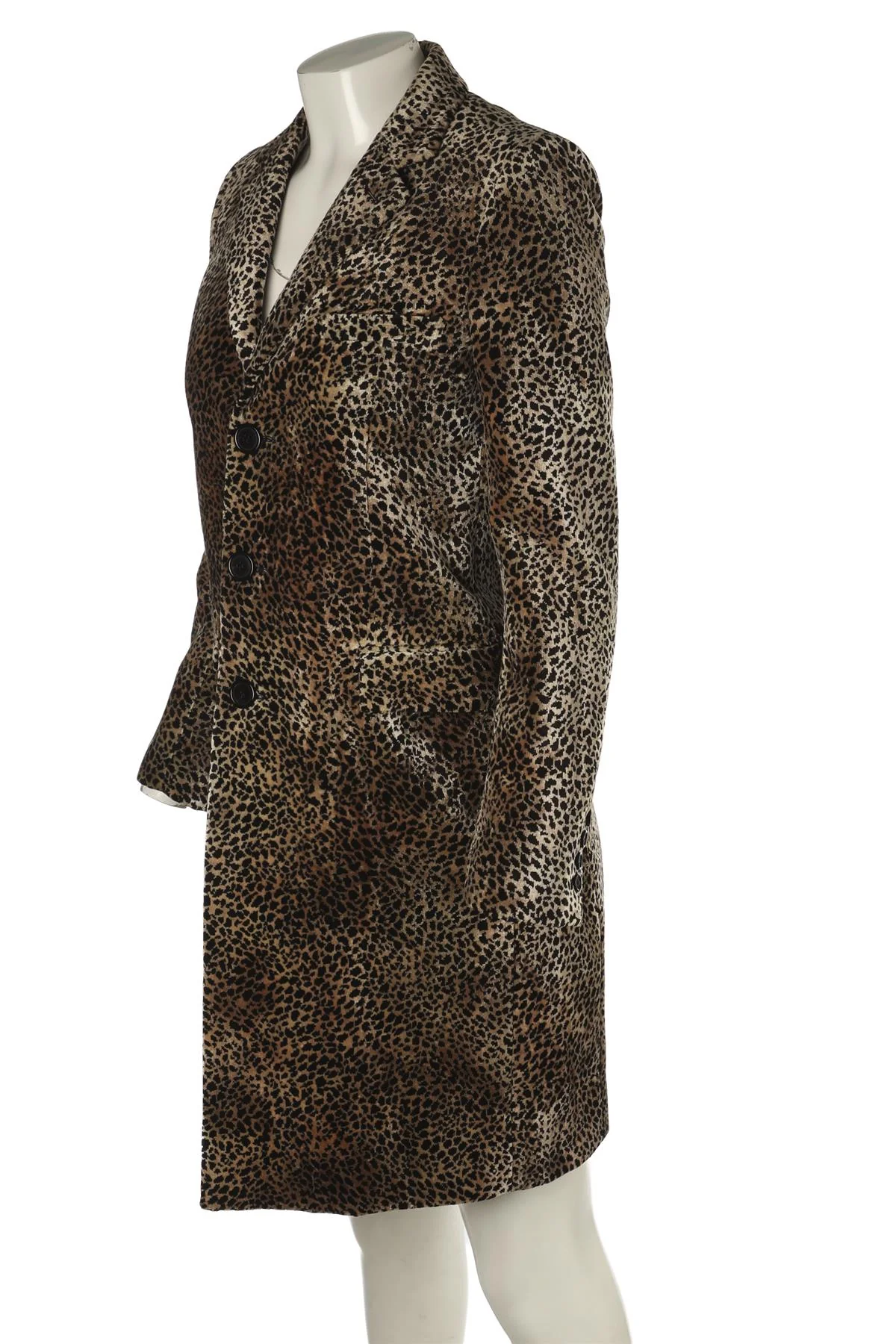 SAINT LAURENT BROWN AND BLACK PRINTED VELVET COAT FR 36 UK 8 - Image 3