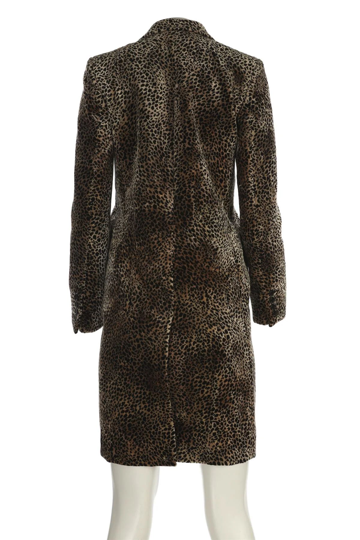 SAINT LAURENT BROWN AND BLACK PRINTED VELVET COAT FR 36 UK 8 - Image 4
