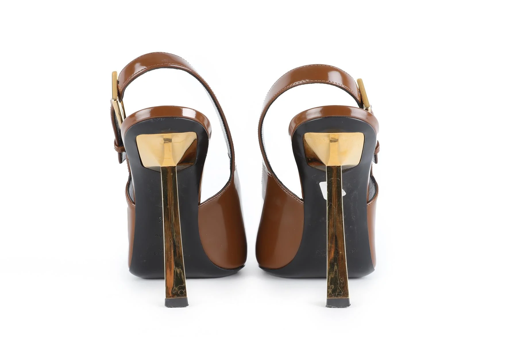 SAINT LAURENT BROWN LEATHER SLINGBACK PUMPS EU 39.5 UK 6.5 US 9.5 - Image 5