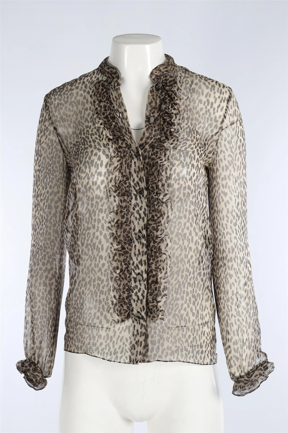 SAINT LAURENT BROWN SILK SHIRT FR 36 UK 6 - Image 2