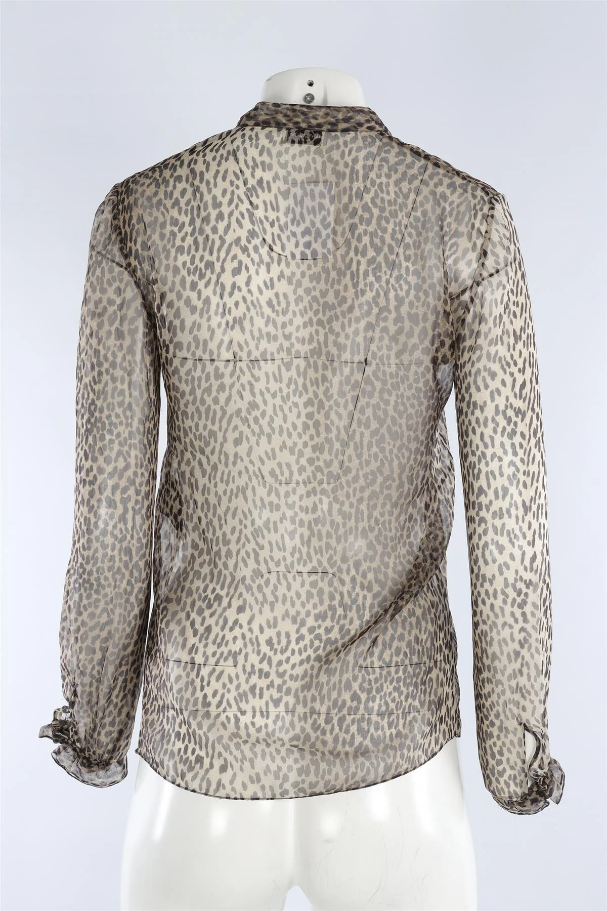 SAINT LAURENT BROWN SILK SHIRT FR 36 UK 6 - Image 4