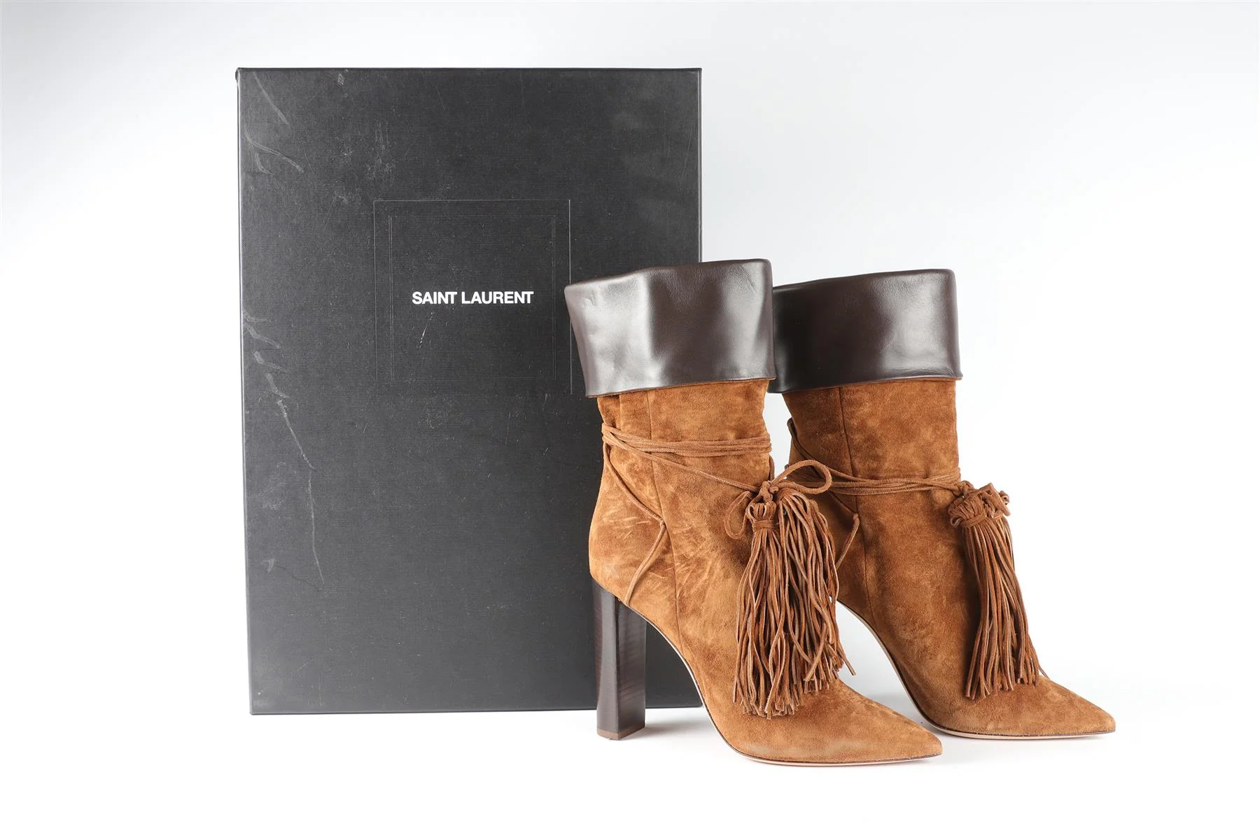 SAINT LAURENT BROWN SUEDE ANKLE BOOTS EU 39.5 UK 6.5 US 9.5 - Image 7