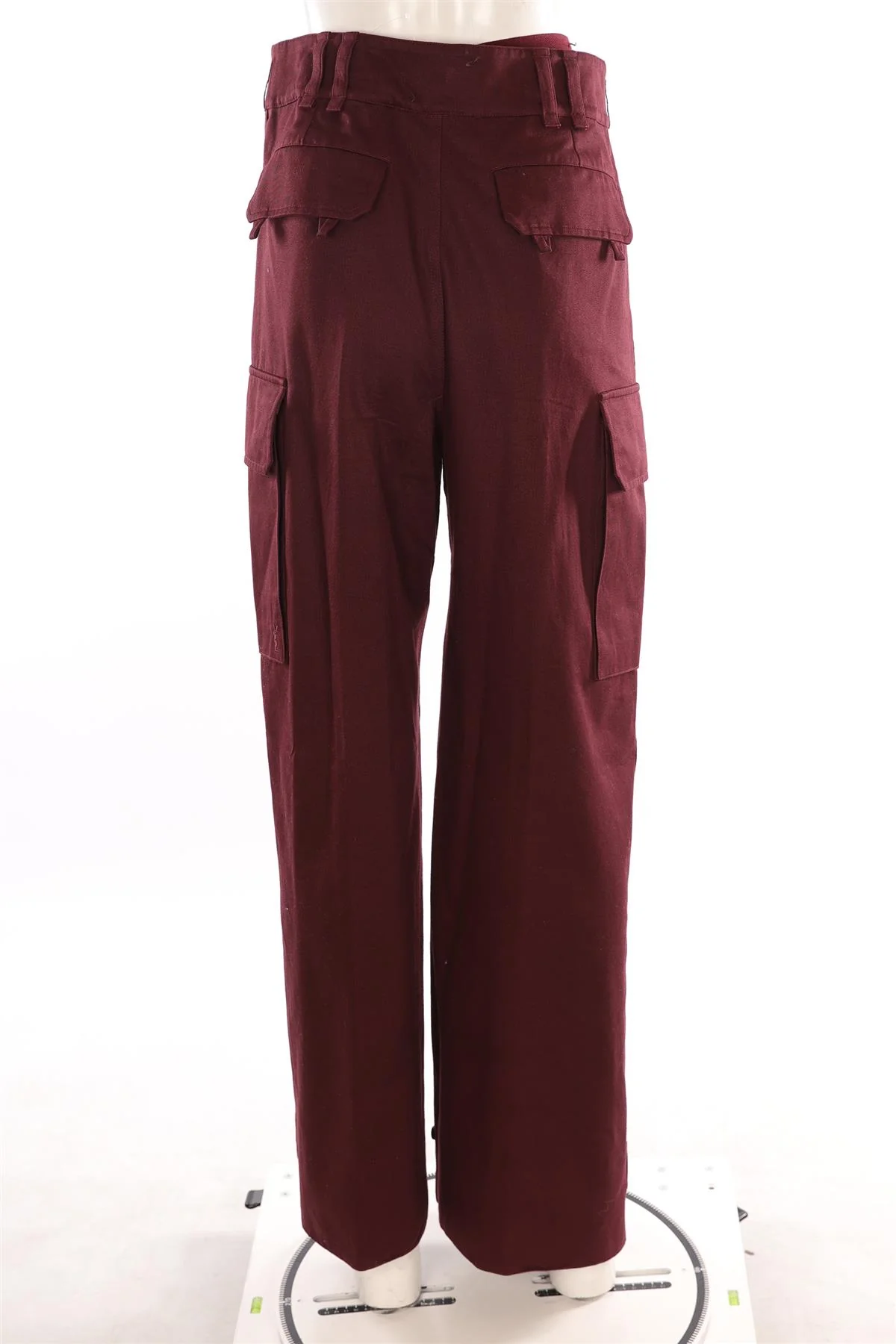 SAINT LAURENT BURGUNDY COTTON WIDE LEG PANTS FR 36 UK 8 - Image 4