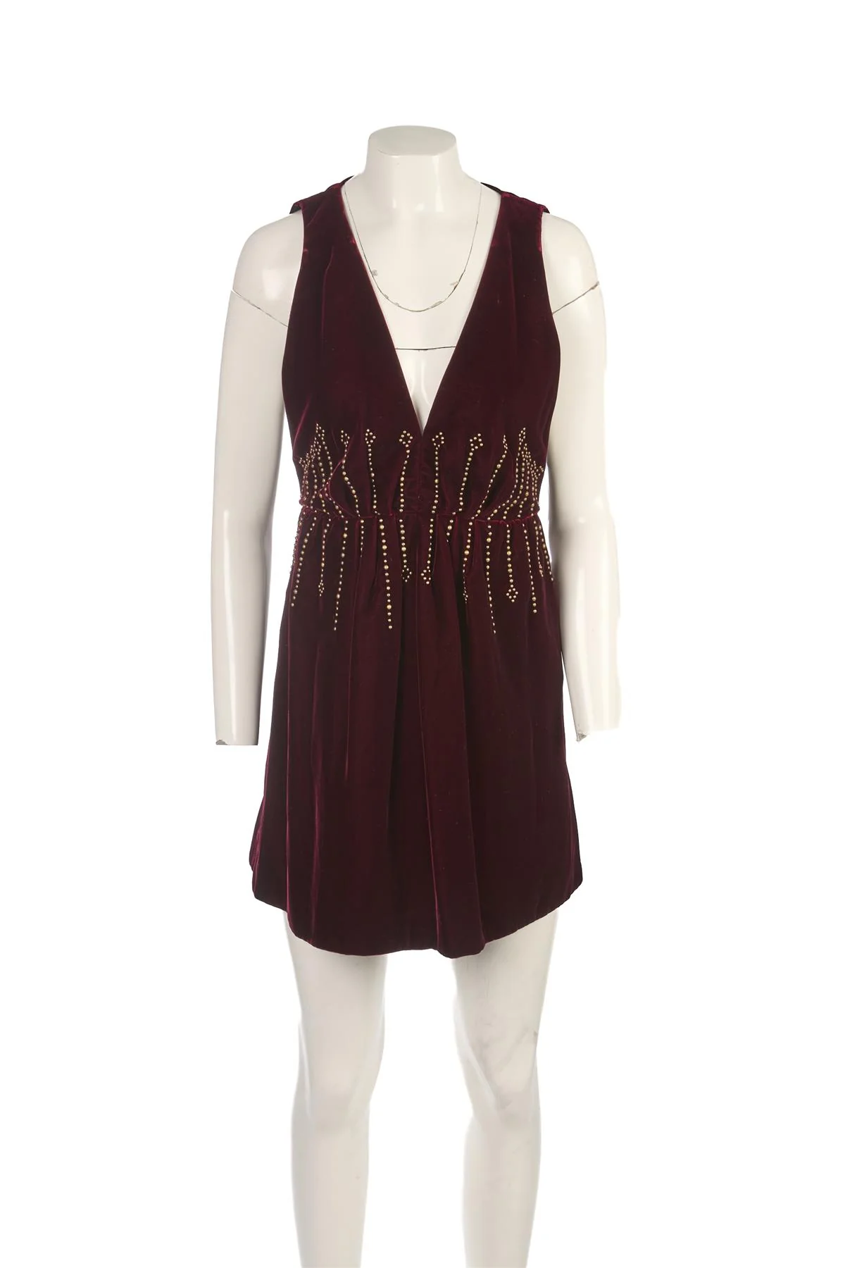 SAINT LAURENT BURGUNDY VELVET MINI DRESS FR 36 UK 8 - Image 2