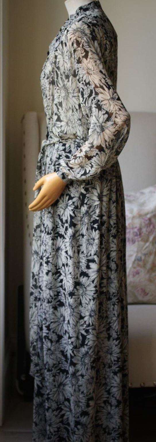 SAINT LAURENT CHIFFON FLORAL LONG MAXI DRESS FR 38 UK 10 - Image 5