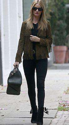 SAINT LAURENT CLASSIC CURTIS LEOPARD-PRINT FRINGE JACKET UK 8 - Image 2