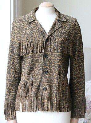 SAINT LAURENT CLASSIC CURTIS LEOPARD-PRINT FRINGE JACKET UK 8 - Image 4