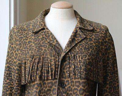 SAINT LAURENT CLASSIC CURTIS LEOPARD-PRINT FRINGE JACKET UK 8 - Image 5