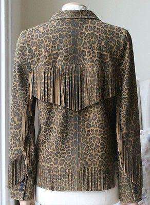 SAINT LAURENT CLASSIC CURTIS LEOPARD-PRINT FRINGE JACKET UK 8 - Image 8