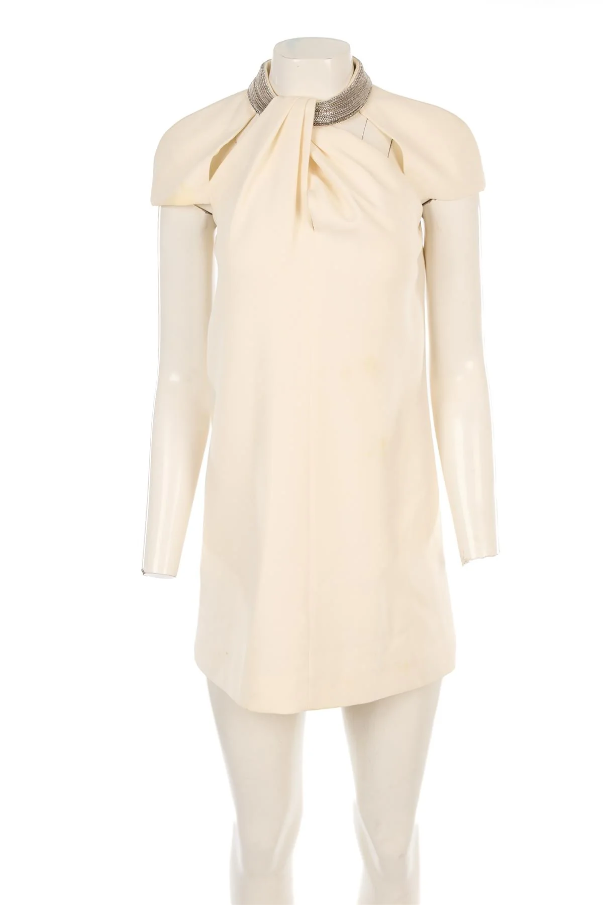 SAINT LAURENT CREAM SILK MIDI DRESS FR 38 UK 10 - Image 2