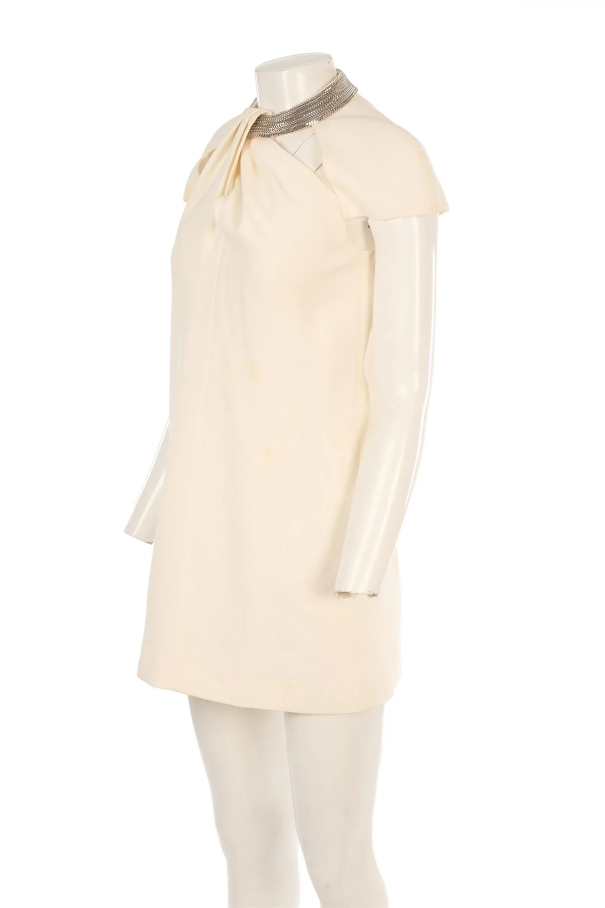SAINT LAURENT CREAM SILK MIDI DRESS FR 38 UK 10 - Image 3
