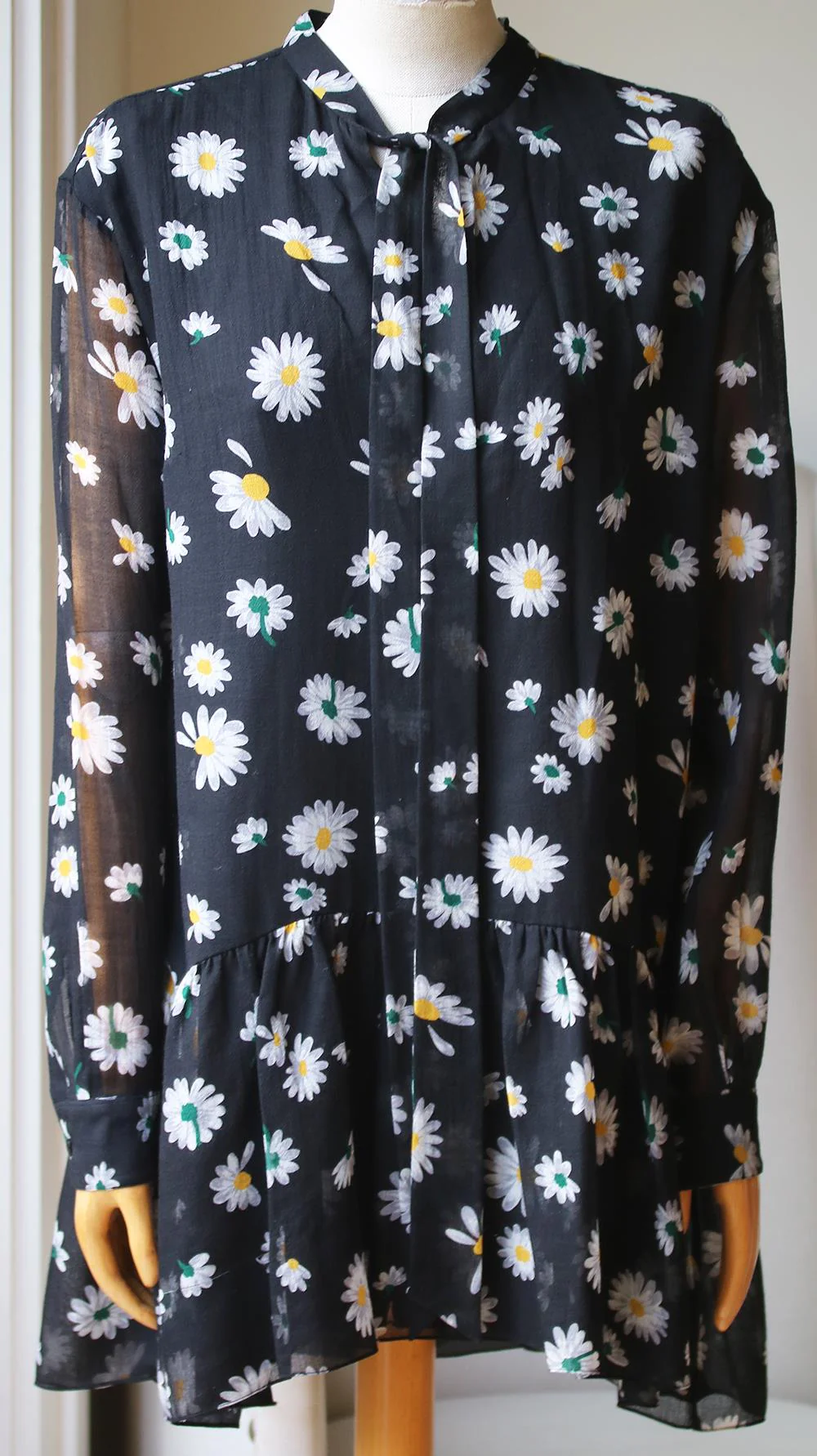 SAINT LAURENT DAISY PRINT WOOL MINI DRESS FR 42 UK 14 - Image 2