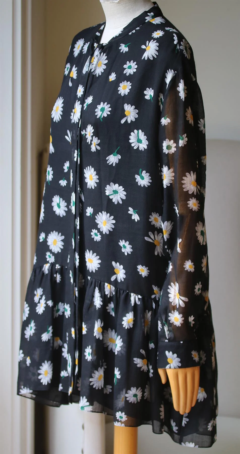 SAINT LAURENT DAISY PRINT WOOL MINI DRESS FR 42 UK 14 - Image 3