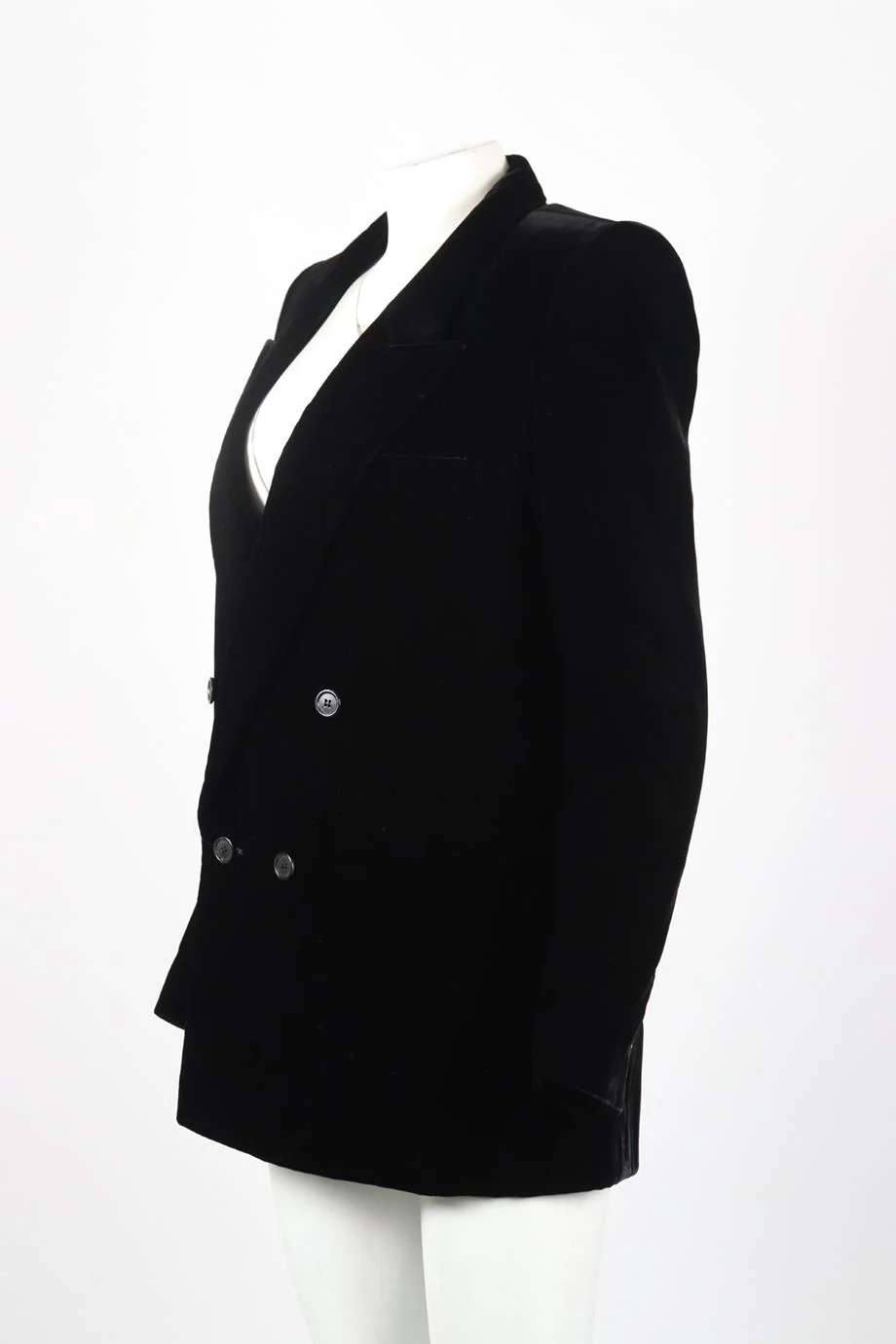 SAINT LAURENT DOUBLE BREASTED VELVET BLAZER FR 44 UK 16 - Image 3