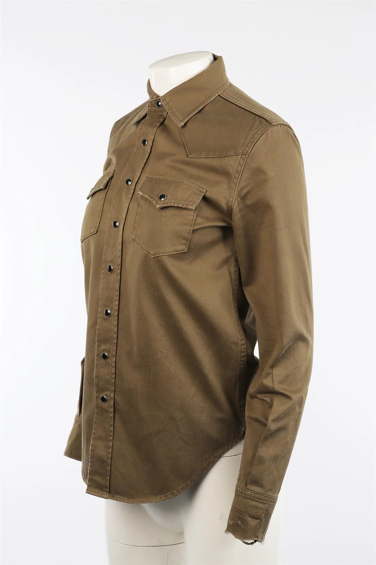 SAINT LAURENT GREEN COTTON SHIRT SMALL - Image 3