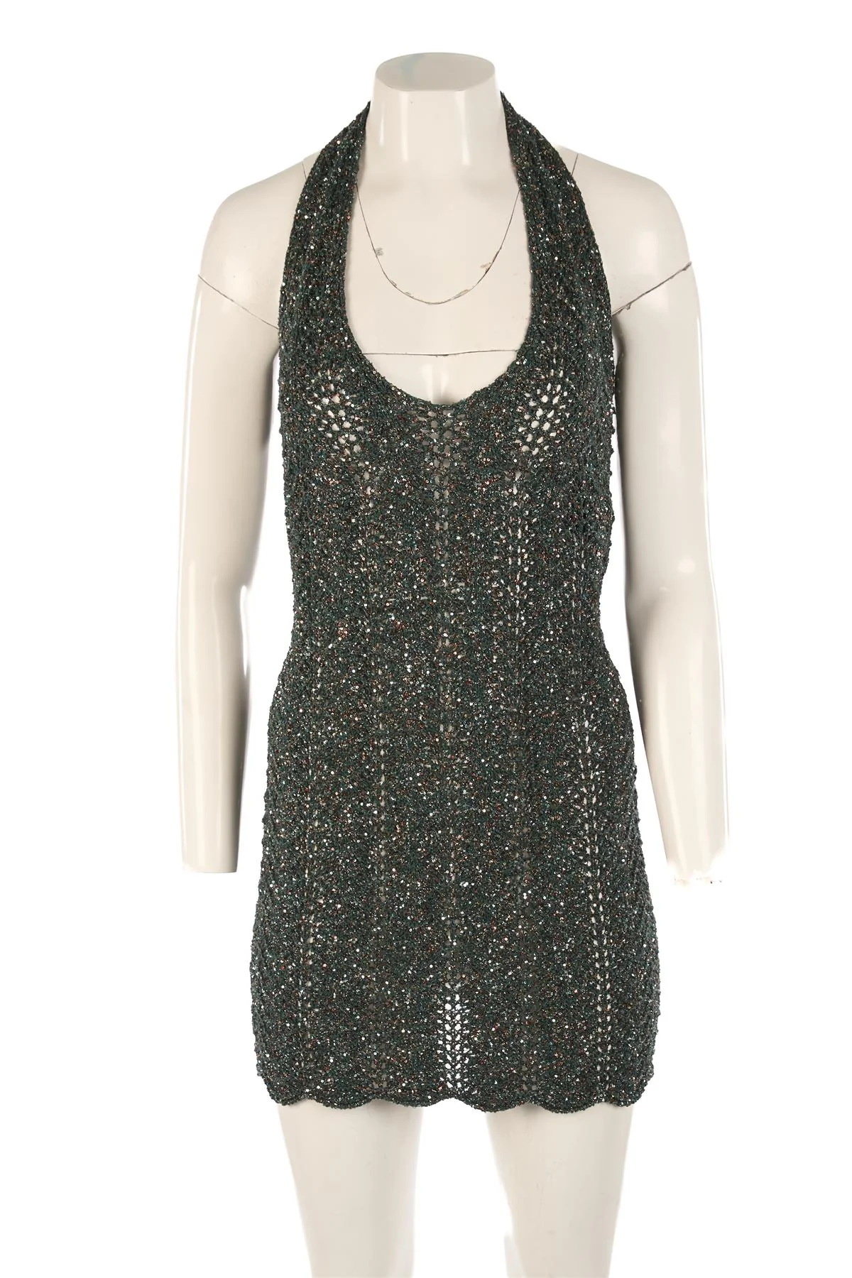 SAINT LAURENT GREEN KNIT MINI DRESS MEDIUM - Image 2