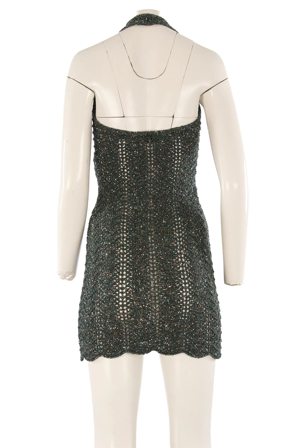 SAINT LAURENT GREEN KNIT MINI DRESS MEDIUM - Image 4