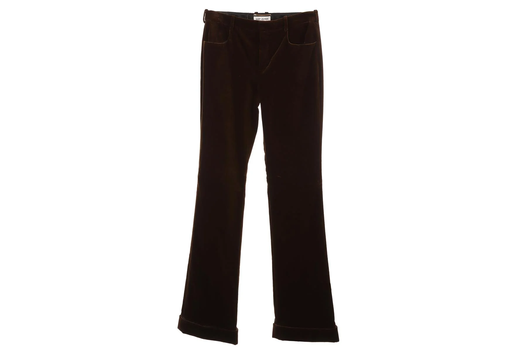 SAINT LAURENT GREEN VELVET STRAIGHT LEG PANTS FR 38 UK 10 - Image 2