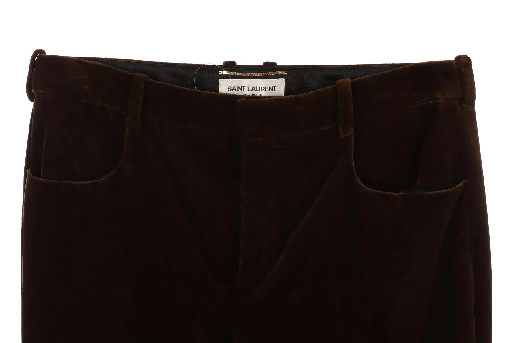 SAINT LAURENT GREEN VELVET STRAIGHT LEG PANTS FR 38 UK 10 - Image 3