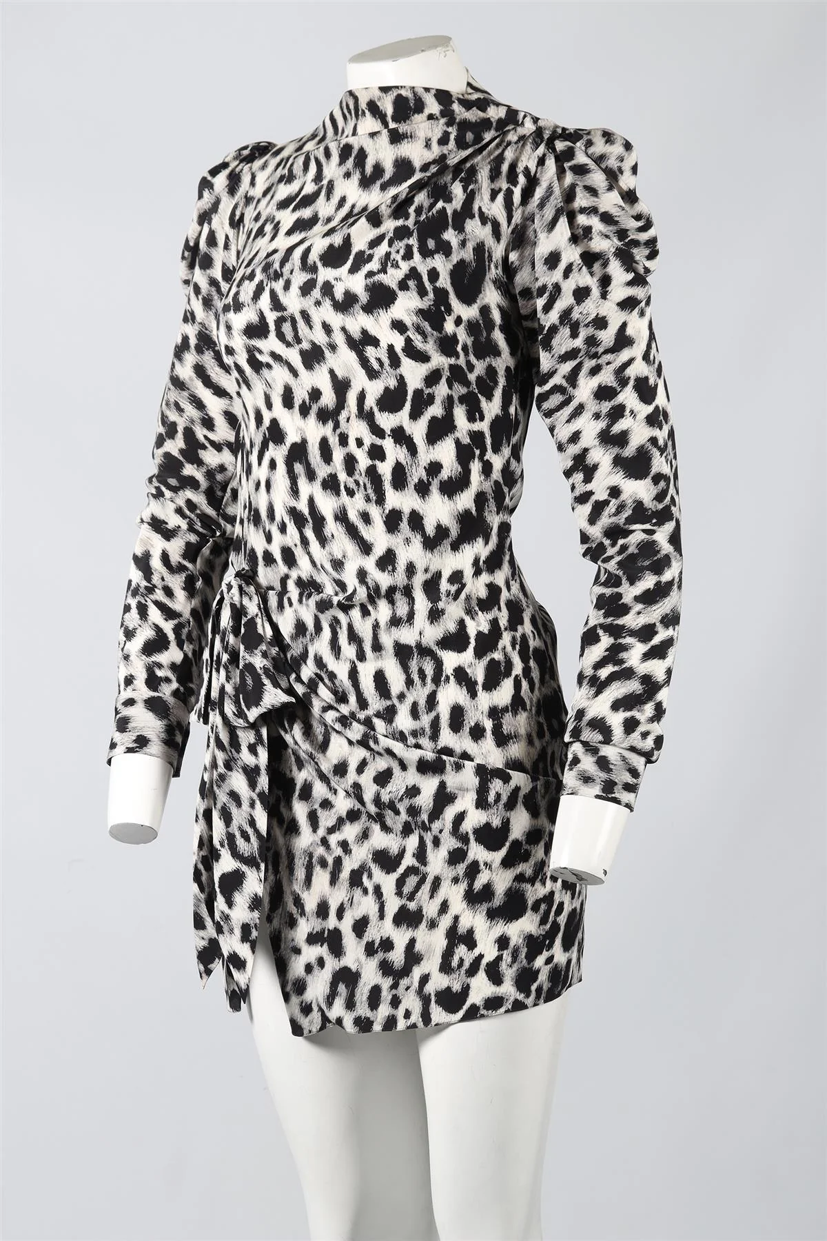 SAINT LAURENT LEOPARD PRINT SILK MINI DRESS FR 34 UK 6 - Image 3