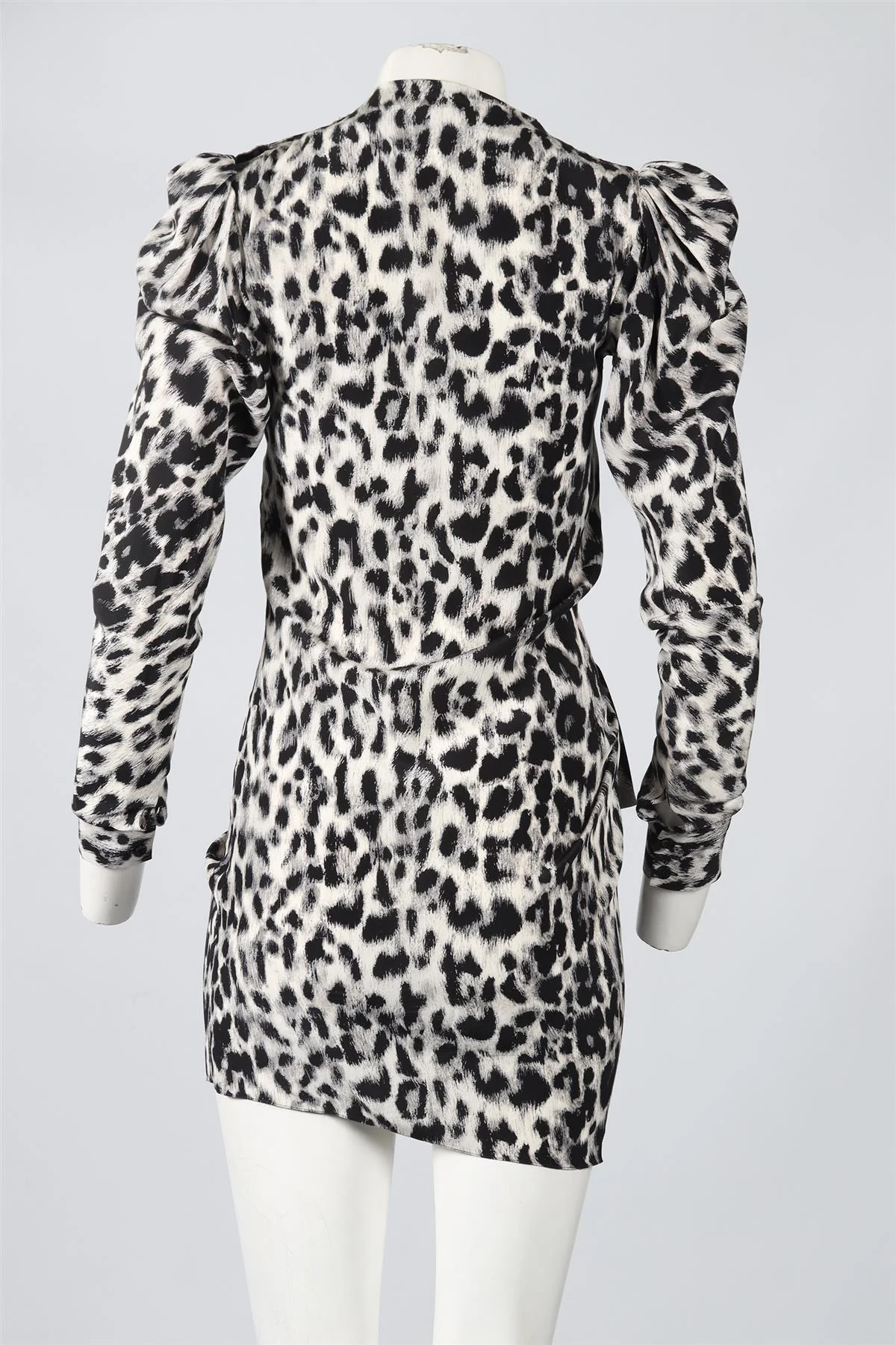 SAINT LAURENT LEOPARD PRINT SILK MINI DRESS FR 34 UK 6 - Image 4