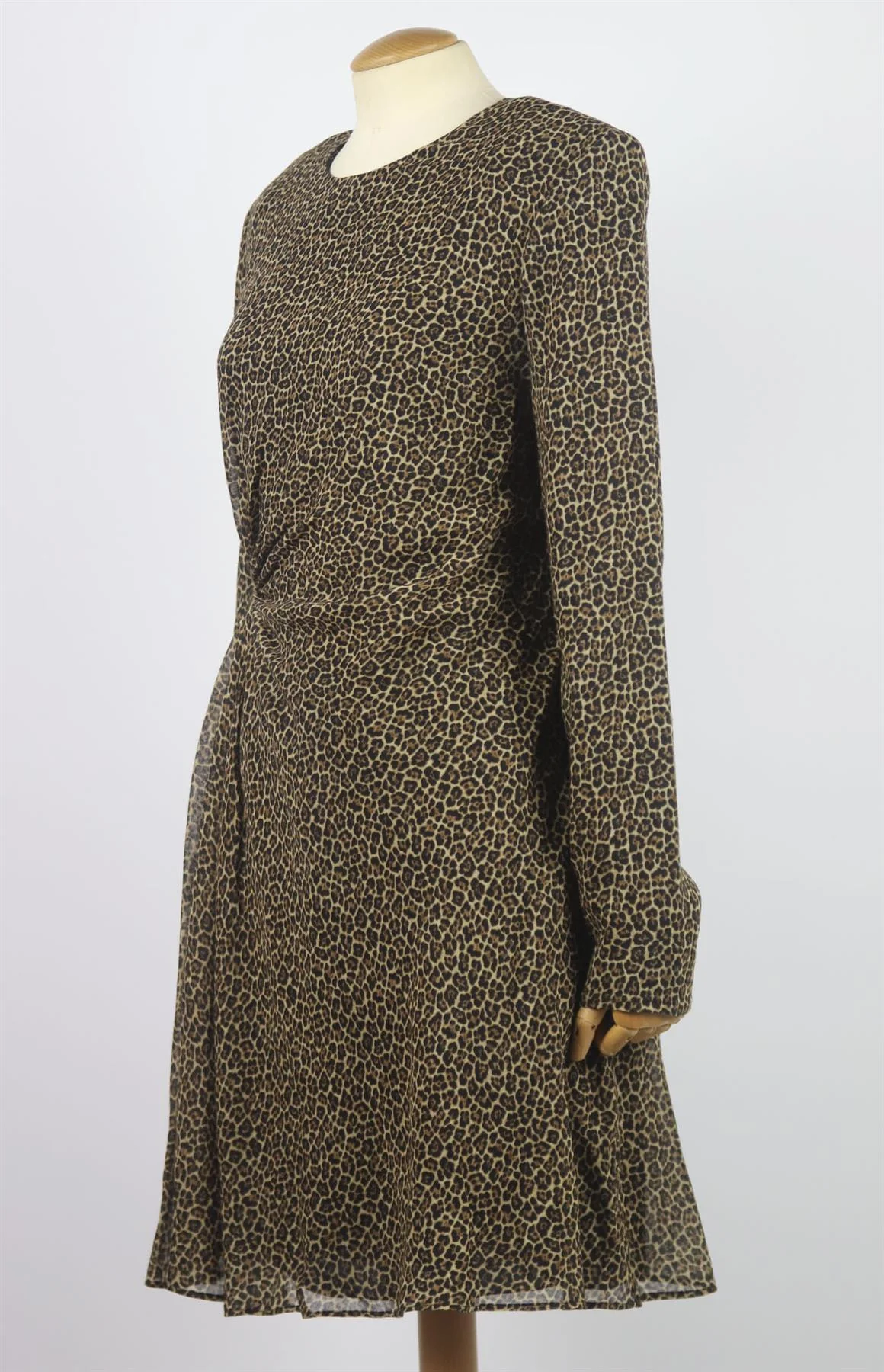SAINT LAURENT LEOPARD PRINT WOOL MINI DRESS FR 44 UK 16 - Image 3