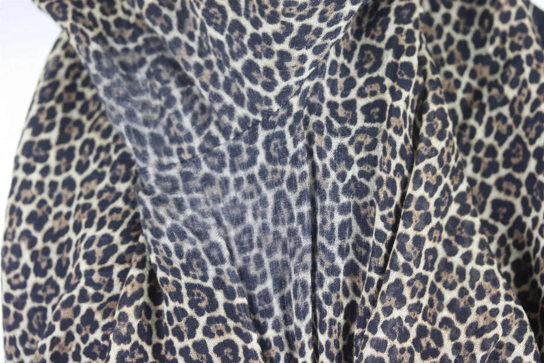 SAINT LAURENT LEOPARD PRINT WOOL MINI DRESS FR 44 UK 16 - Image 6