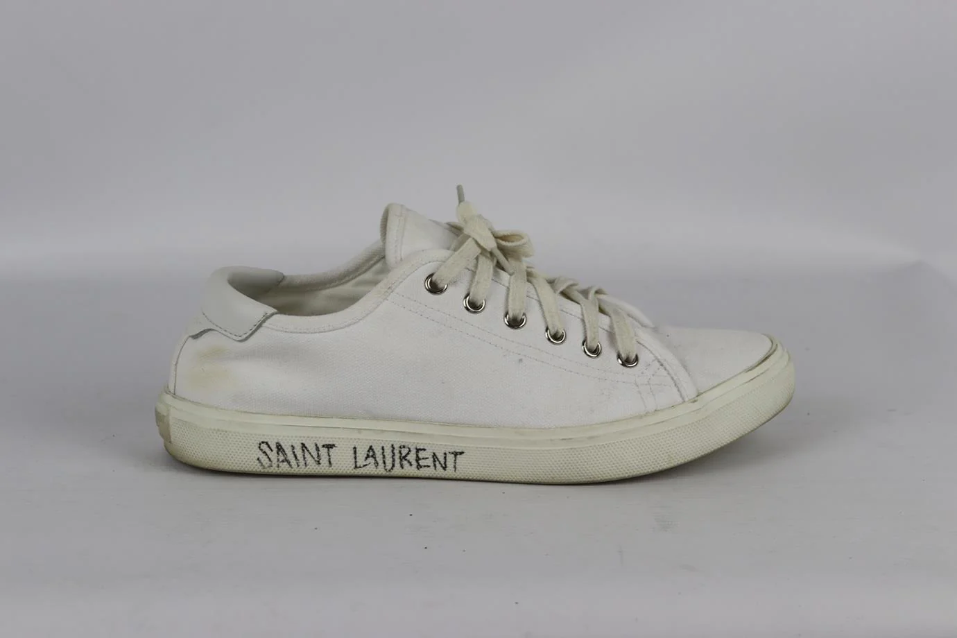 SAINT LAURENT LOGO DETAILED CANVAS SNEAKERS EU 38.5 UK 5.5 US 8.5 - Image 2