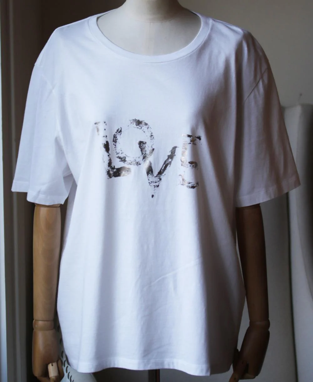SAINT LAURENT LOVE PRINT COTTON JERSEY T-SHIRT MEDIUM - Image 2