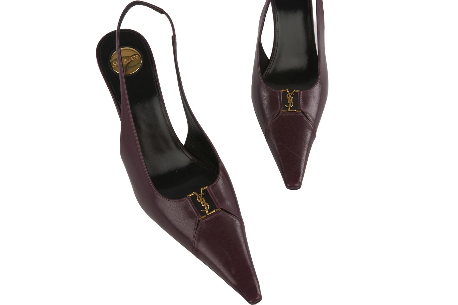SAINT LAURENT MAROON LEATHER SLINGBACK PUMPS EU 39 UK 6 US 9 - Image 4